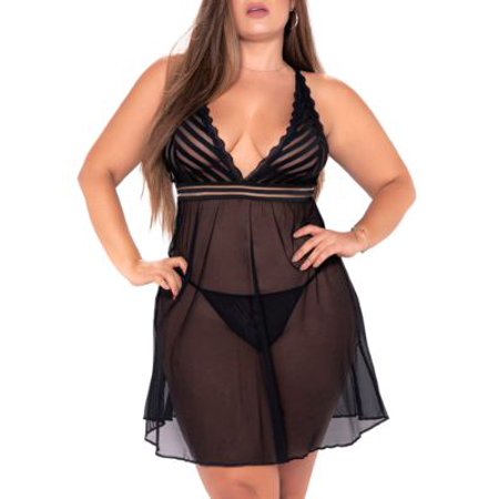 MAPALE BLACK BABYDOLL  PLUS SIZE  (1X/2X)