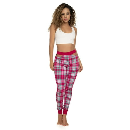 MAPALE  IVORY/RED PLAID PRINT 2PC LONG PJ (L)