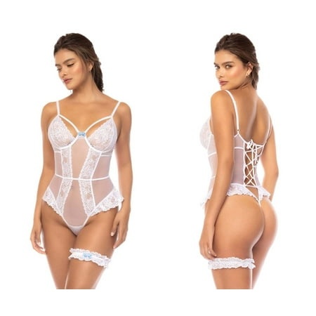 MAPALE WHITE TEDDY WITH LEG GARTER L/XL
