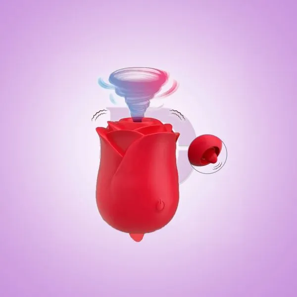 ROSE VIBRATOR SUCKING & TONGUE LICKING