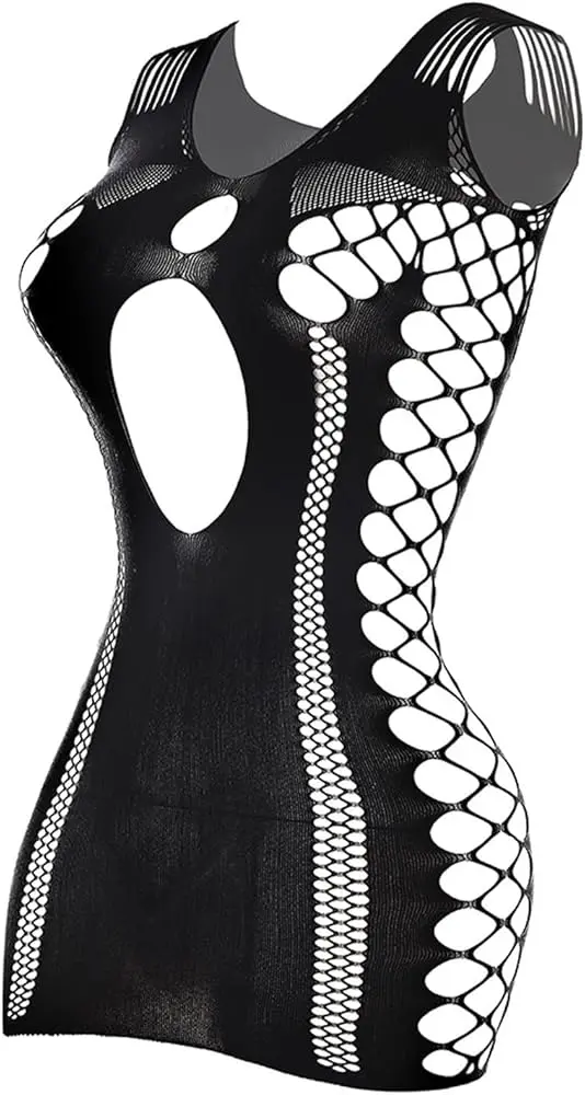 DREAMGIRL BLACK FISHNET CHEMISE QUEEN SIZE