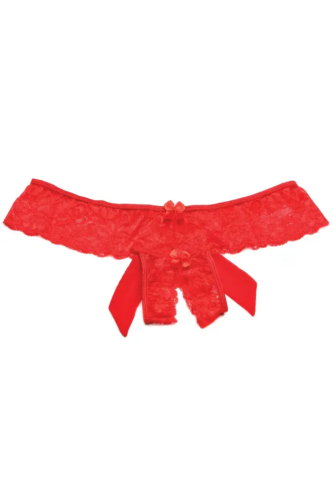 RED CROTCHLESS/ BOW 