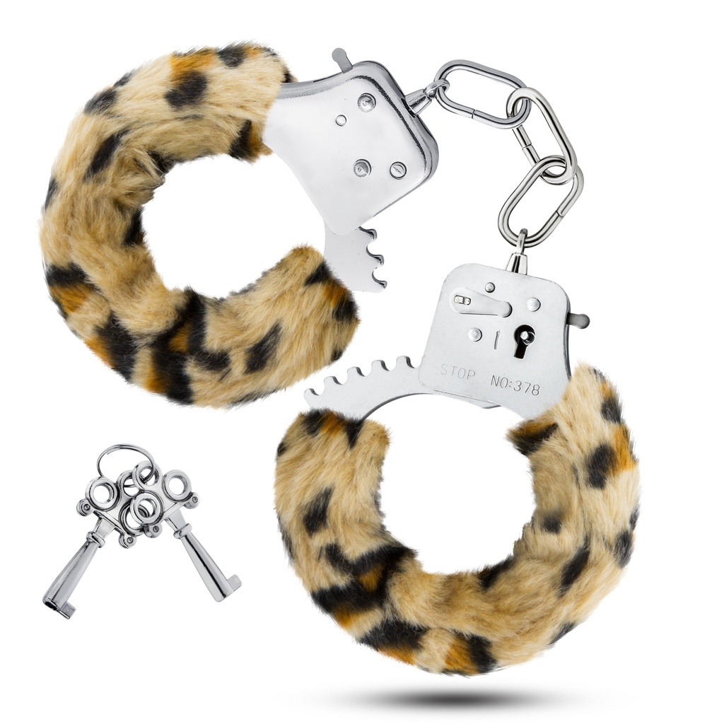  ANIMAL PRINT FURRY HANDCUFF