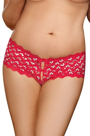 DREAMGIRL CROTCHLESS PANTY (RED/SILVER) 3X/4X QUEEN