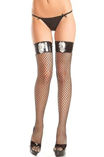 BEWICKED FISHNET THIGH HIGH/POLICE DETAIL