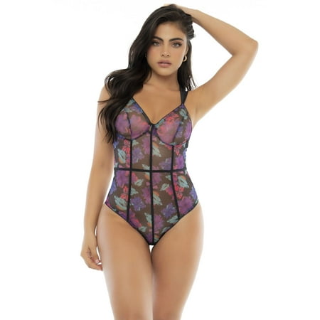 MAPALE BLACK DREAM  FLOWER PRINT TEDDY (S/M)
