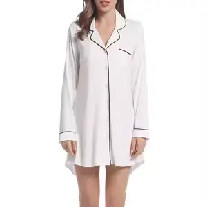 WHITE/BLACK BUTTON DOWN SLEEP SHIRT