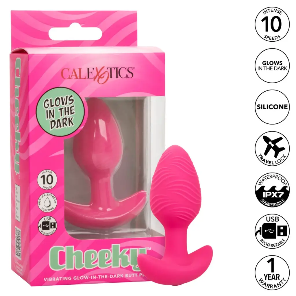CALEXOTICS CHEEKY VIBRATING GLOW IN THE DARK BUTT PLUG