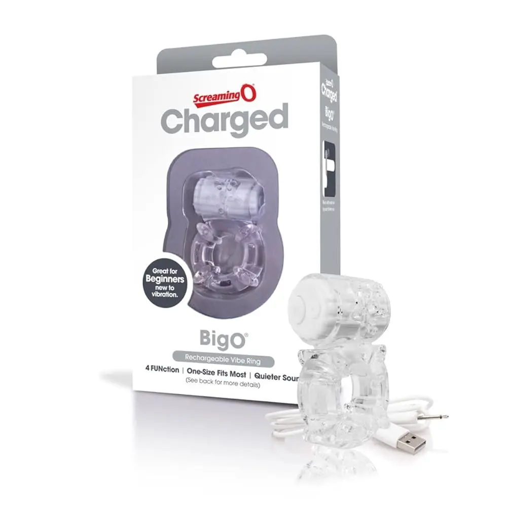 SCREAMING O CHARGED BIGO RECHARGEABLE VIBE RING WHITE