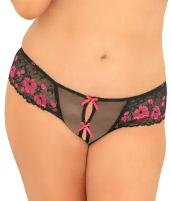 RENE ROFE CROTCHLESS LACE THONG PINK (1X/2X)